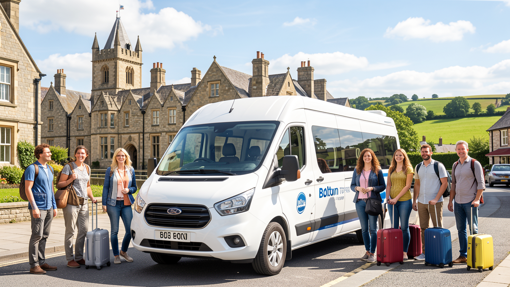 Professional minibus for group travel from Bolton UK with happy travelers